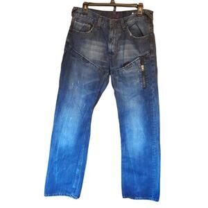 Syn Jeans Mens Sz 32x32 Gambler Bootcut Zipper Pockets Distressed